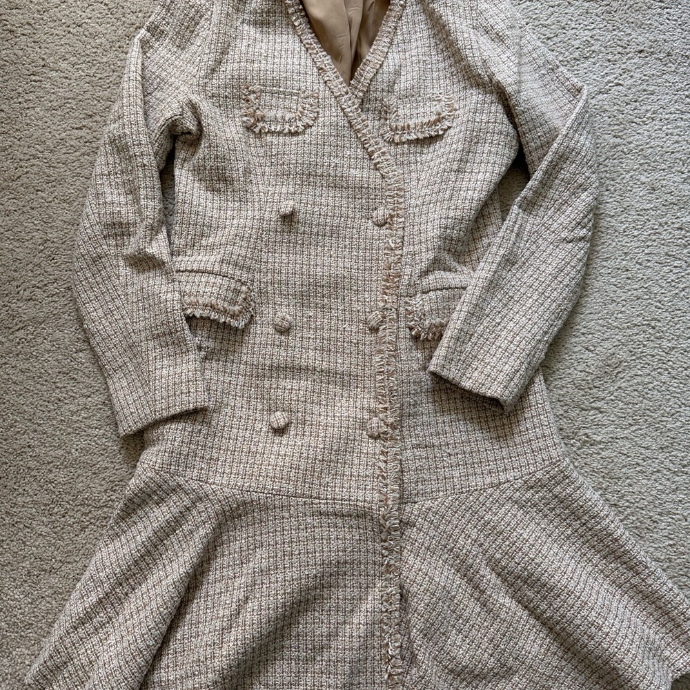 Nicole Miller Cream Tweed Trench Dress